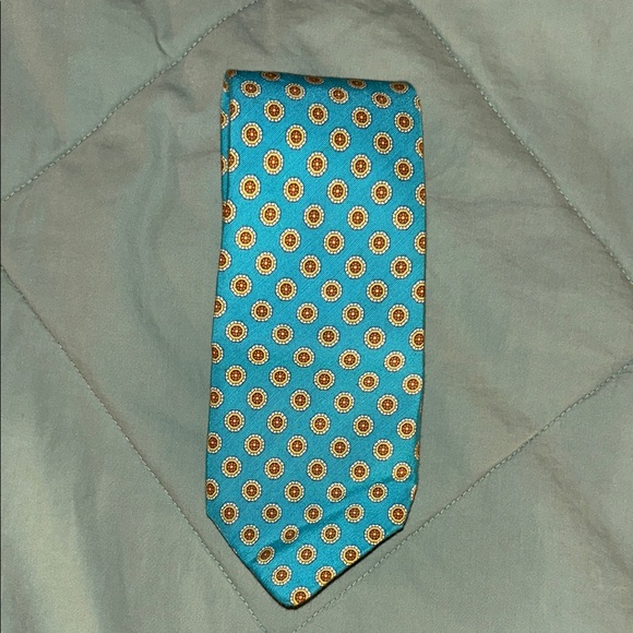 Oscar de la Renta Teal and Gold Men's Tie - Picture 1 of 2